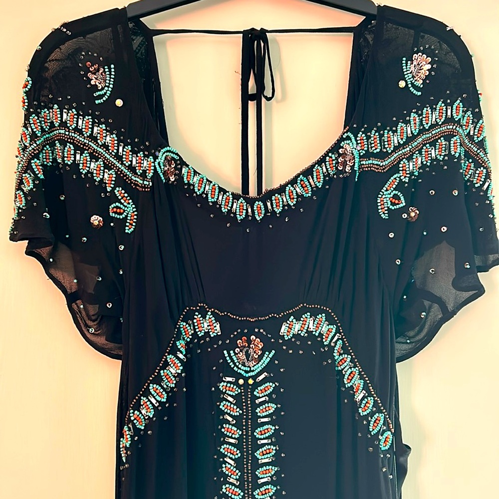 Free People Long hand beaded dress Size 4